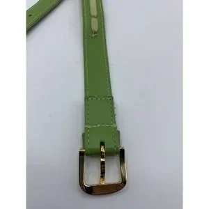 Vita Fete Double Chain Gold & Silver Breaded Shimmery Green Leather Belt New Women main image 4